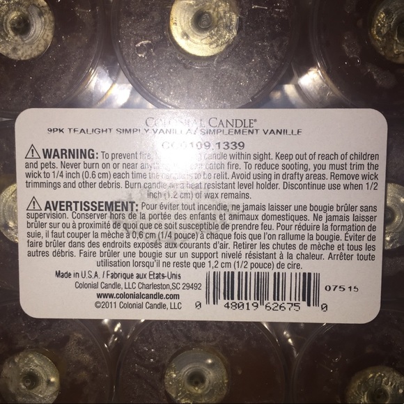 🆕 {Colonial Candle Co.} Simply Vanilla Tea-light - Picture 3 of 3